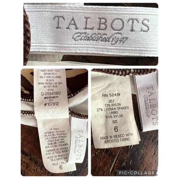 Talbots Brown and Tan halter neck style one piece bathing suit, Size 6 - Picture 14 of 16